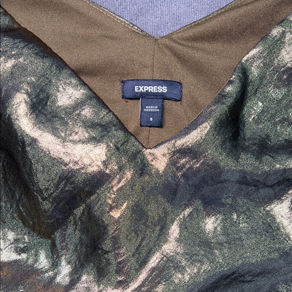 Express Metallic V-Neck Downtown Cami Midi Slip Dress - Picture 2 of 8